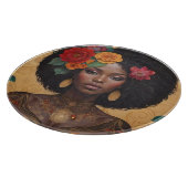 Schöne afrikanische Amerikanerin mit Blume Schneidebrett (Ecke)