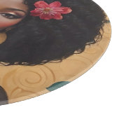 Schöne afrikanische Amerikanerin mit Blume Schneidebrett (Ecke)