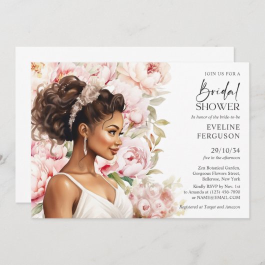 Schöne Afrikanische Amerikanische Bride Einladung (Vorne/Hinten)