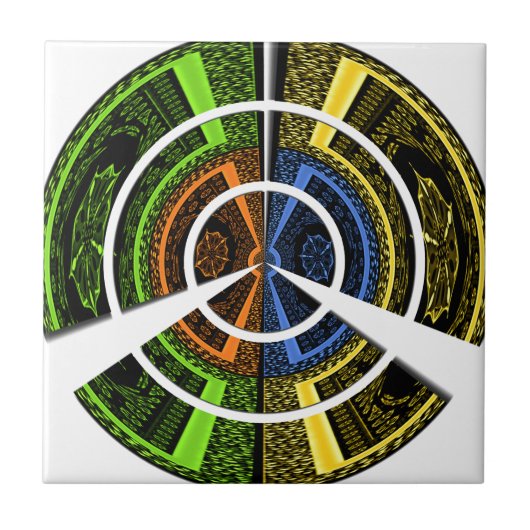 Schöne afrikanische farbenfrohe Circular Illustrat Fliese (Vorderseite)