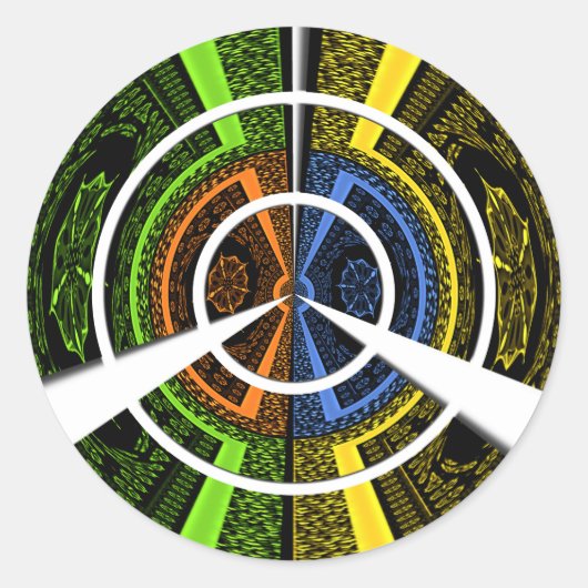 Schöne afrikanische farbenfrohe Circular Illustrat Runder Aufkleber (Vorderseite)