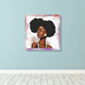 Schöne afrikanische Frau Canvas Print Leinwanddruck (Insitu (Holzboden))