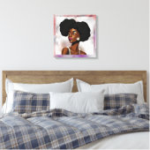 Schöne afrikanische Frau Canvas Print Leinwanddruck (Insitu (Schlafzimmer))