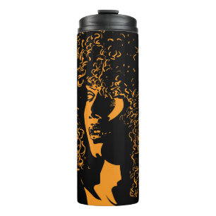 Schöne afrikanische Frau mit Afro-Frisur-Porträt Thermosbecher