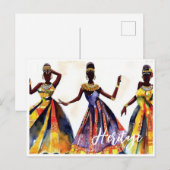 Schöne afrikanische Frauen in farbenfrohen Gärten Postkarte (Vorne/Hinten)