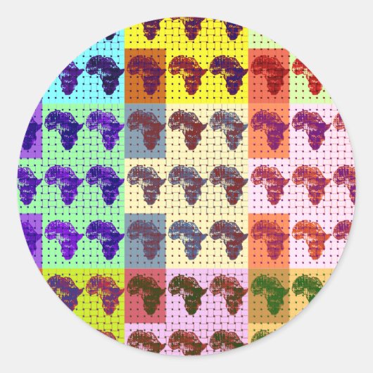 Schöne Afrikanische Karte Checkered Pap Art ethnis Runder Aufkleber (Vorderseite)