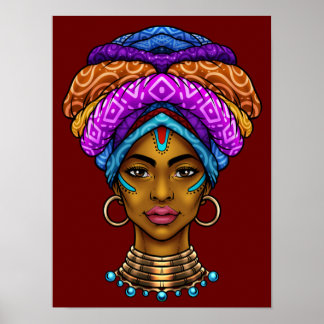 Schöne afrikanische Königin Poster