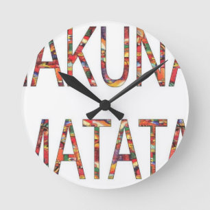 Schöne afrikanische Vintage-Farben Hakuna Matata K Runde Wanduhr