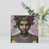 Schöne afroamerikanische Frau mit Blume Karte (Stehend Vorderseite)