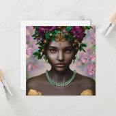 Schöne afroamerikanische Frau mit Blume Karte (Vorderseite/Rückseite Beispiel)