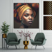 Schöne afroamerikanische Frau Verziert Leinwanddruck
