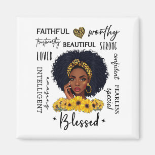 Schöne afroamerikanische schwarze Frau Sonnenblume Magnet