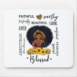 Schöne afroamerikanische schwarze Frau Sonnenblume Mousepad