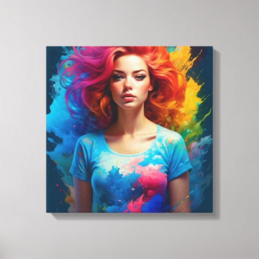 Schöne Ai Art Woman Colorful Leinwanddruck (Vorderseite)