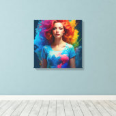Schöne Ai Art Woman Colorful Leinwanddruck (Insitu (Holzboden))