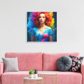 Schöne Ai Art Woman Colorful Leinwanddruck (Insitu (Wohnzimmer))
