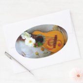 Schöne akustische Gitarre Musiknote Ovaler Aufkleber (Umschlag)