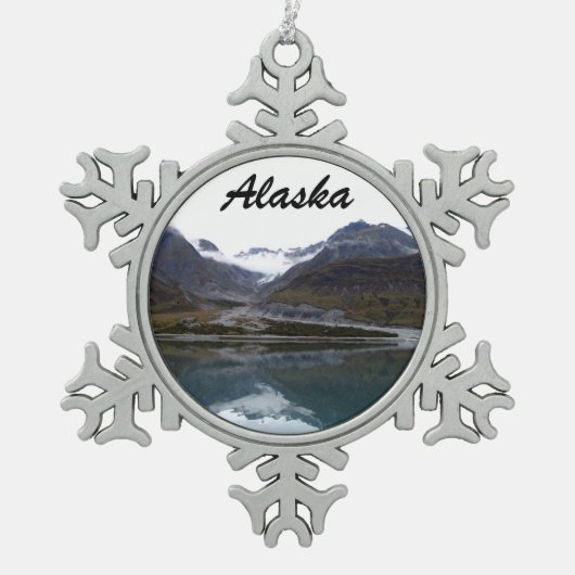 Schöne Alaska! Schneeflocken Zinn-Ornament (Vorderseite)
