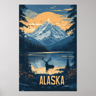 Schöne Alaska USA Vintage-Illustration Reise Poster