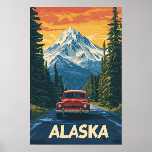Schöne Alaska USA Vintage-Illustration Reise Poster