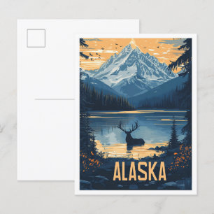 Schöne Alaska USA Vintage-Illustration Reise Postkarte