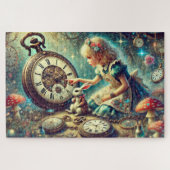 Schöne Alice und Rabbit Märchen Kunst Puzzle (Horizontal)