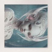 Schöne Alien Weibchen in Weiß Puzzle (Horizontal)