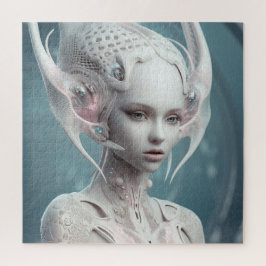 Schöne Alien Weibchen in Weiß Puzzle