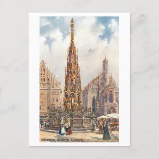 Schöne alte Fontäne in Nürnberg, Deutschland Postkarte