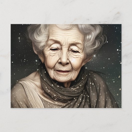 Schöne alte Frau von Stardust Digitale Kunst Postkarte (Vorderseite)