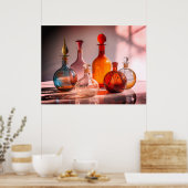 Schöne alte Glasflaschen schwarzer Hintergrund Wan Poster (Küche)