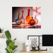 Schöne alte Glasflaschen schwarzer Hintergrund Wan Poster (Heimbüro)