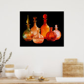 Schöne alte Glasflaschen schwarzer Hintergrund Wan Poster (Küche)