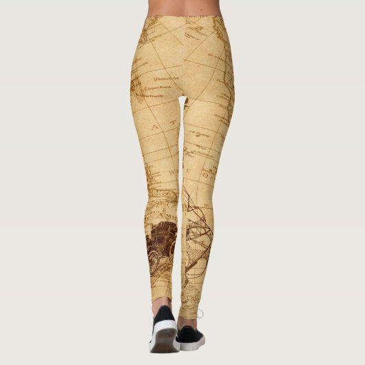 Schöne alte Karte Leggings (Rückseite)