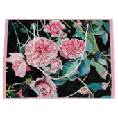 Schöne alte rosa Rosen-Geschenk-Tasche Große Geschenktüte (Vorderseite)