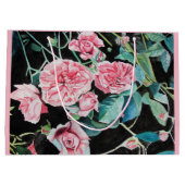 Schöne alte rosa Rosen-Geschenk-Tasche Große Geschenktüte (Rückseite)