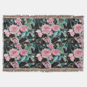 Schöne alte rosa Rosen moderne Wurfdecke Decke