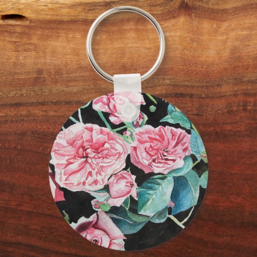 Schöne alte Rosen Schlüsselring Schlüsselanhänger (Vorderseite)