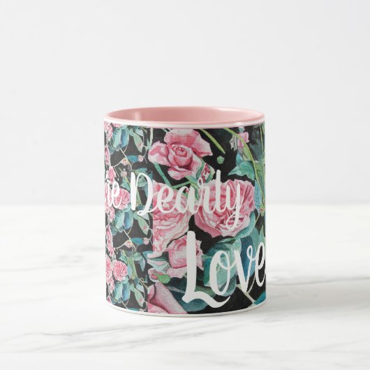 Schöne alte Rosen Sie sind sehr geliebte Tasse (Zentrum)