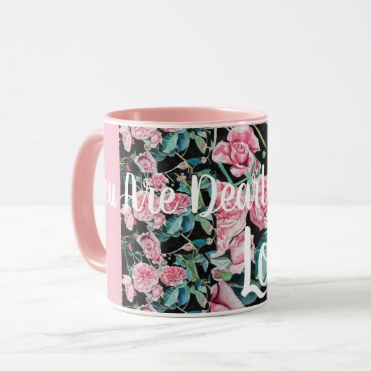 Schöne alte Rosen Sie sind sehr geliebte Tasse (Vorderseite Links)