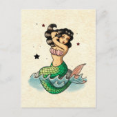 Schöne Alte Schule Meerjungfrau Postkarte (Vorderseite)