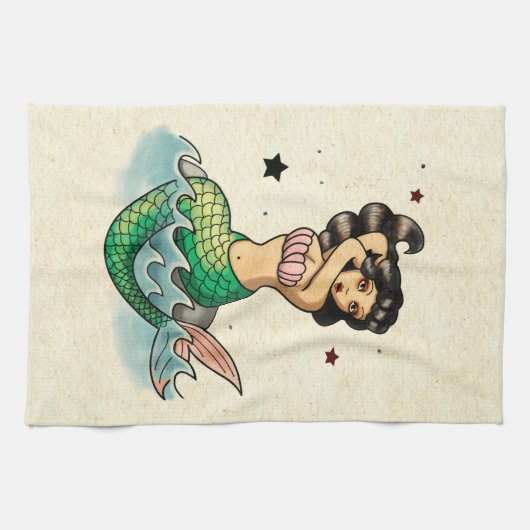 Schöne alte Schulmeerjungfrau Handtuch (Horizontal)