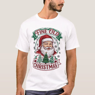 Schöne alte Weihnachten Santa Claus Bäume Schneefl T-Shirt