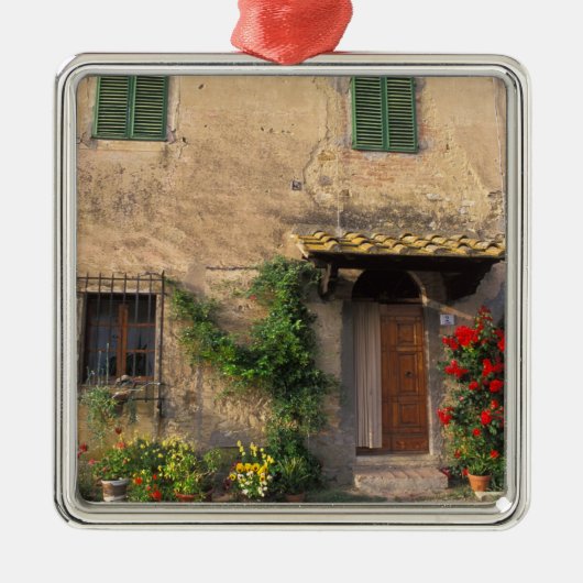 Schöne alte Zuhause mit Blume in San Gimignano Silbernes Ornament (Vorne)