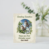 Schöne amerikanische Baumspatzen - Gute Besserung  Postkarte (Stehend Vorderseite)