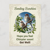 Schöne amerikanische Baumspatzen - Gute Besserung  Postkarte (Vorderseite)