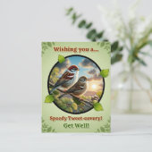 Schöne Amerikanische Baumspatzen - Gute Besserung  Postkarte (Stehend Vorderseite)