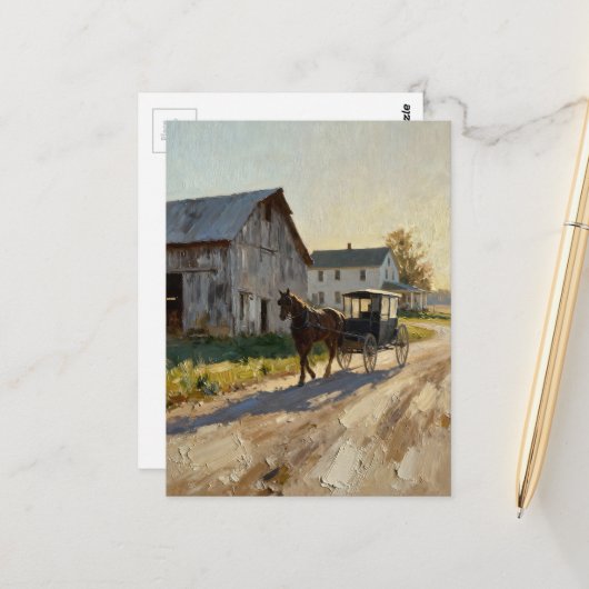 Schöne Amish-Pferdekutsche  Postkarte (Vorderseite/Rückseite Beispiel)