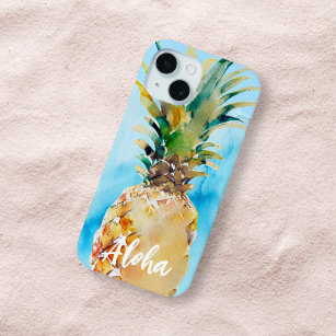 Schöne Ananas Tropical Blue Watercolor Aloha Case-Mate iPhone Hülle