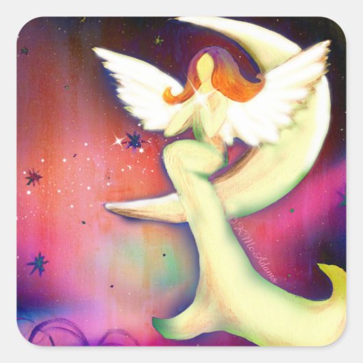 Schöne Angel Moon Stars Rosa Lila Sticker (Vorderseite)